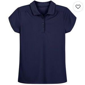 IZOD Performance Mesh Girls Short Sleeve Wrinkle Resistant Polo Shirt Navy Blue